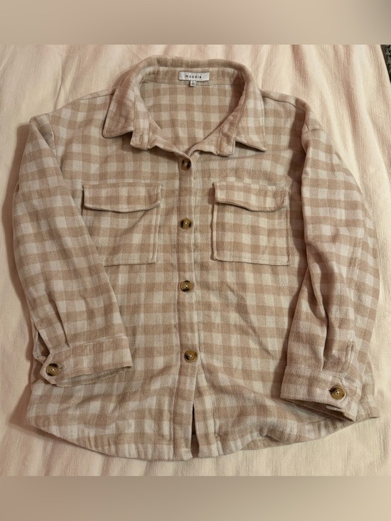 moodie Tops - moodie Beige and Cream Check Flannel Shirt